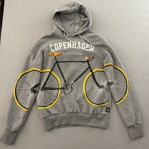 Fox Premium COPENHAGEN BIKETOWN Hoodie Bike Graphic Bike Hoodie Size Small Gray